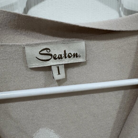 Women’s SEATON cardigan Seashell Size 1(small) Pink/tan Cashmere Bamboo Vintage - Picture 9 of 9